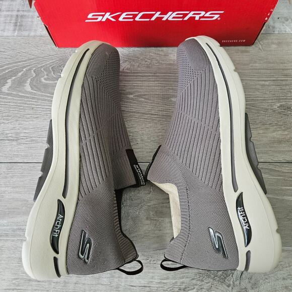 Skechers Mens Go Walk Arch Fit Iconic Slip On Shoes Taupe Brown Size 11 Stretch main image 14